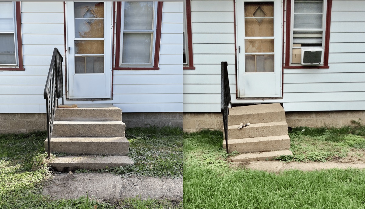 Inline Concrete leveling concrete stairs in front of a Minnesota home